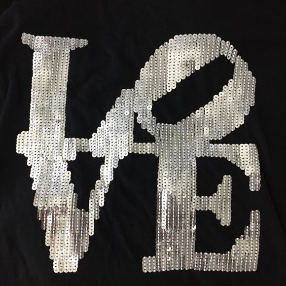 D&G DOLCE & GABBANA Italy Black Silver LOVE Sequin Long Sleeve Shirt - Picture 4 of 8